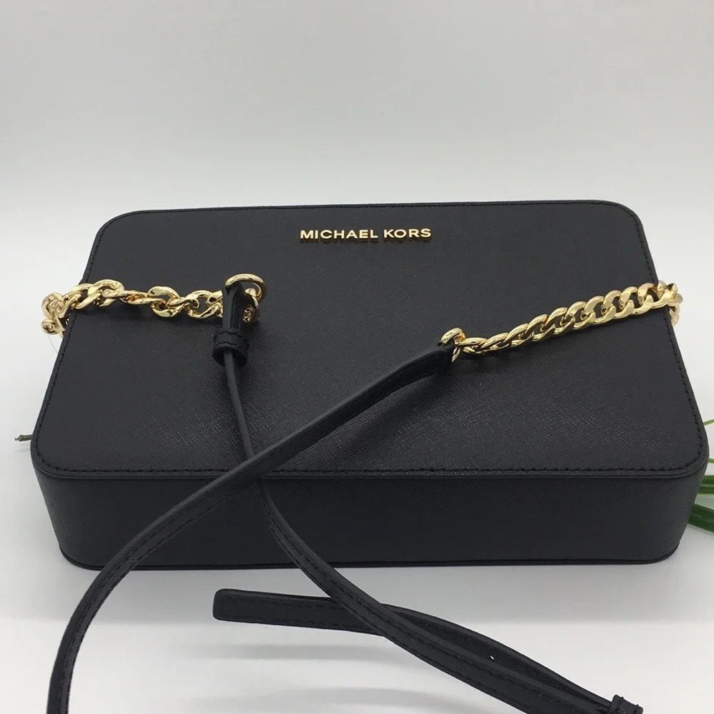 MICHAEL KORS JET SET ITEM LG EW CROSSBODY BLACK /GOLD